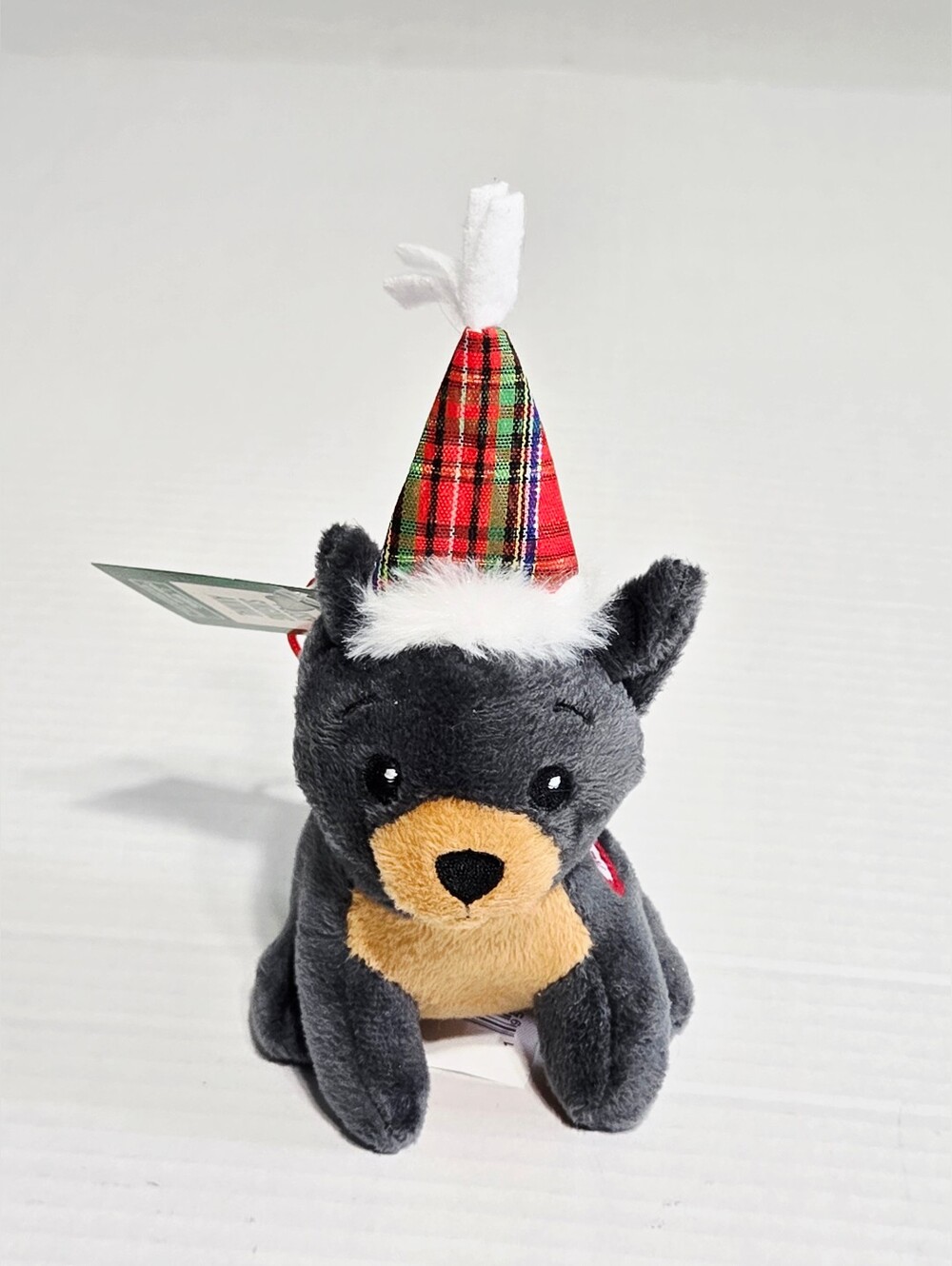 Festive Voice Singing Black Bear Plush Christmas Ornament 6" Sound Plush NWT